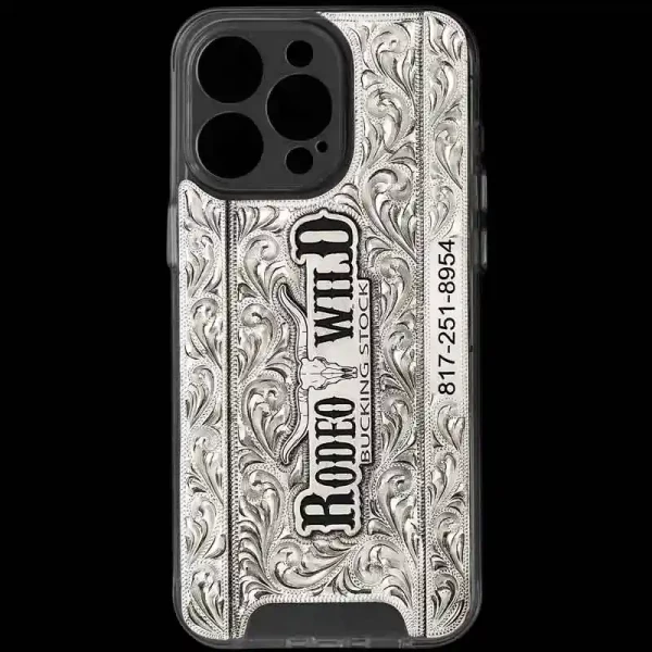 "As the name suggests, Branded is the perfect way to showcase your personal brand. Our Branded Custom Phone Case features a German Silver plate securely attached to the phone case, with each scroll expertly hand-engraved by our skilled craftsmen and 